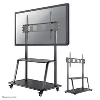 Neomounts NS-M4000BLACK televizoriaus vežimėlis, grindinis stovas 60-105 colių (152,4-267 cm), iki 150 kg, VESA 200x200-1000x600, keičiamo aukščio, su lentynėle, juodas