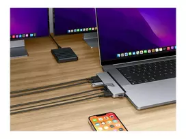 HyperDrive DUO PRO 7-in-2 USB-C centras, skirtas MacBook Air/Pro 2016-2020, su HDMI ir Ethernet LAN (RJ-45)