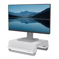 Fellowes Breyta monitorio stovas su 3 aukščio reguliavimais – ergonomiškas reguliuojamas stovas kompiuteriui, kabelių tvarkymas, maks. svoris 15 kg, baltas
