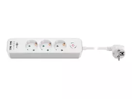 Goobay 3 krypčių ilgintuvas su jungikliu ir USB 1,5 m laidu, F tipo kištukas