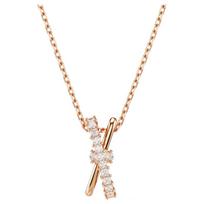 Swarovski Hyperbola X-shaped pavé crystal pendant synthetic cubic zirconia necklace women's rose gold 5689788 auksas
