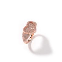 THE BLING KING Sunken Heart Ring Micro Paved Out Bling Cubic Zirconia Ring Exquisite Gift For Men Women Punk HipHop Jewelry 6 rožinio aukso spalvos