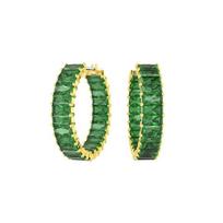 Swarovski Matrix Large Circle Rectangular Cut Gold Plated Earrings Women's Green 5658651 auksas