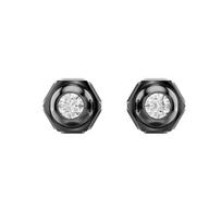 Swarovski Numina hexagonal design ruthenium-plated zirconia earrings for men and women, couple style, black 5677941 juoda
