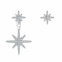 APM Monaco earrings METEORITES/Hexagram [Romantic Confession] Asymmetrical inlaid sparkling zircon hexagram, elegant Starburst Earrings Endless Love sidabras