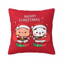 Bubu Dudu Xmas Holiday Square Pillow Covers Home Adorable Christmas Cushion Cover Funny Decor Pillow Cover 45*45 Peach skin 18*18(CM)-1Pcs