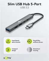 Goobay Slim 5 prievadų USB mazgas, USB-C™ į USB-C™/USB-A, USB 3.2 (74460)