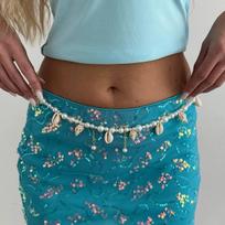 SHIXIN Bohemia Starfish Scallop Pendant Waist Chain Women New Trendy Imitation Pearl Beaded Link Bikini Belly Chain Body Jewelry
