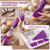 -Piece Piping Tips and Bags Set - Baking Tools One Size violetinė