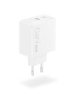 Lenovo G0A6065WEU universalus mobilių įrenginių įkroviklis, 65 W, du USB-C, GaN, baltas