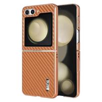 Z Flip7 FE Carbon Fiber Pattern Phone Case for Samsung Galaxy Z Flip 7 6 5 4 3 5G Electroplated Frame Back Cover Coque Etui Galaxy Z Flip4 ruda