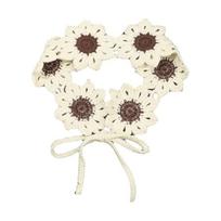 Turban Flowers Hairband Scarf Bandana Pastoral Style Headscarf French Style Colorful Knitted Hair Band Clothing Accessories smėlis