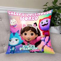 Cartoon Anime Gabby Dollhouse Short Plush Cushion Cover Pillow Case Double-Sided Printing Zipper Closure Sofa Party Home Decor Peach skin 18*18(CM)-1Pcs