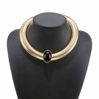 Metalinė grandinė Storas Choker karoliai Senovinio aukso Gyvatės kaulo grandinėlės karoliai Bohemiški sidabro spalvos Per didelė raktikaulio grandinėlė WHITE&35cm gray