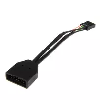 USB 19 kontaktų į USB 9 kontaktų adapterio laidas 0,15 m, juodas, No name ZUUS-173
