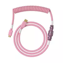 Susukamas USB laidas GLORIOUS GMMK Pixel Pink 1,5 m – nuimamas spiralinis laidas klaviatūroms