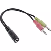 InLine garso adapterio laidas ausinėms, 2x 3,5 mm kištukas į 3,5 mm lizdą 4 kontaktų, CTIA, 0,15 m