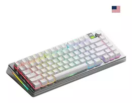 Mechaninė klaviatūra GLORIOUS GMMK 3 PRO 75% Prebuilt Wireless, USB + RF + Bluetooth, QWERTY, sidabrinė