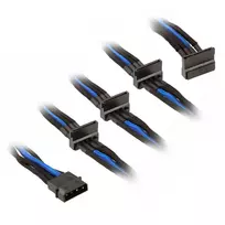 SilverStone 4 kontaktų Molex į 4x SATA laidą, 300 mm – juoda/mėlyna