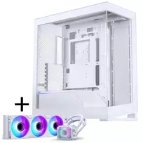 PHANTEKS NV-Serie NV5 MK2 ATX korpusas, grūdintas stiklas, DRGB - matinė balta + Glacier One 360M25 Gen2 DRGB skysčio aušinimo sistema - 360 mm