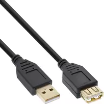 InLine USB 2.0 ilginimo laidas Type A kištukas / lizdas, auksuoti kontaktai, juodas, 1 m