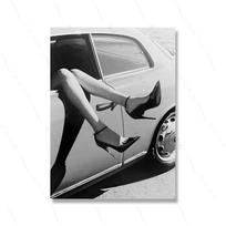 Mada Mergina Aukštakulniai Batai Sienų Menas Drobės Tapyba Juodi Nėriniai Skandinaviškas Ilgos Kojos Seksuali Moteris Plakatas Spaudinys Kambario Modernus Namų Dekoras 21x30cm No Framed