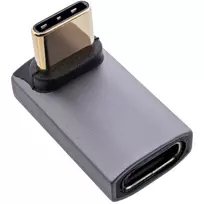 InLine USB4 adapteris USB-C vyriškas/moteriškas kampuotas aukštyn/žemyn, aliuminis, pilkas