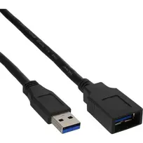 InLine USB 3.2 Gen.1 ilginimo laidas, A tipo kištukas / A tipo lizdas, juodas, 1 m