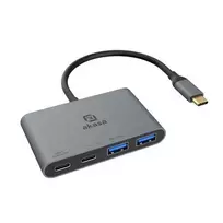 Akasa 4 Port USB-C USB 3.2 Gen 2 Multiport Hub mit Stecker Schnellladeport - Kabel - Digital/Daten