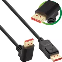 InLine DisplayPort 1.4 kabelis, 8K4K, kampu į viršų, juodas/auksinis, 3 m