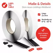 Lipnioji juosta kabeliams Label the Cable LTC Klettrolle Easy Tape Strap 8 m × 20 mm, juoda