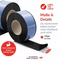 Label-The-Cable LTC Tough Tape Strap lipni juosta lauke, 50 mm, juoda, 5 m (LTC 1610-5-5)