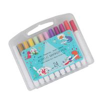 24 Color Acrylic Marker Paint Art Brush Marker Pen for 3D Printed Models Coloring Water Based Ink Pen