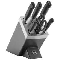Peilių ir pjaustymo lentos rinkinys ZWILLING 35148-507-0 – 7 dalių komplektas su virėjo peiliu, duonos peiliu, daržovių peiliu, virtuvinėmis žirklėmis, pilku bloku