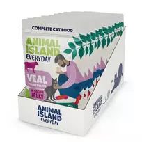 Šlapias ėdalas katėms animal island Everyday Jelly Veal 12 x 85 g paketėliai, suaugusioms katėms, be cukraus/sojos/glitimo
