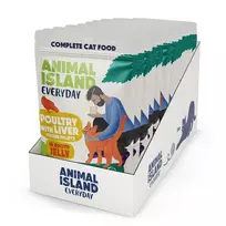Šlapias kačių ėdalas animal Island Everyday Paukštiena ir Kepenėlė želėje multipack 12 x 85 g, suaugusioms, be glitimo ir sojos