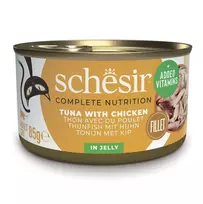 SCHESIR Tunas su vištiena želėje – šlapi kačių ėdalas – 85 g