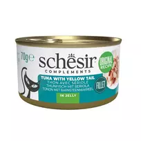 Šlapias kačių ėdalas Agras Pet Foods SCHESIR Complements Tunas su geltonuodege žuvimi drebučiuose 70 g