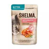 SHELMA Kitten su lašiša padaže – šlapias kačių ėdalas – 85g