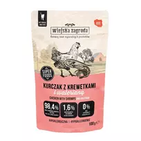 WIEJSKA ZAGRODA Vištiena su krevetėmis ir valerijonu – šlapias kačių maistas – 100g