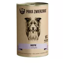 Šlapias šunų ėdalas PAKA ZWIERZAKA Turkija ir spanguolės 400 g skardinė, monoproteininis, be glitimo ir sojos