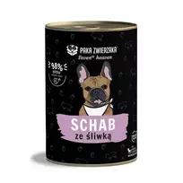 Šlapias šunų ėdalas PAKA ZWIERZAKA Seventh Heaven Kiauliena su Slyva 400 g, skardinė, suaugusiems šunims, 83,1 % drėgmės