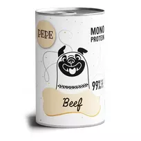 Šlapias šunų ėdalas PAKA ZWIERZAKA Pepe Beef 400 g – visavertis konservuotas ėdalas suaugusiems šunims