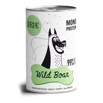 Šlapias šunų ėdalas PAKA ZWIERZAKA Pepe Wild Boar 400 g – suaugusiems šunims, šernienos skonio, 8,2 % baltymų, 6,2 % riebalų, skardinė