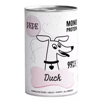 Šlapias šunų ėdalas PAKA ZWIERZAKA Pepe Duck 400 g – suaugusiems šunims, antienos skonio, skardinė, be glitimo/sojos/cukraus
