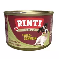 Šlapias šunų ėdalas RINTI Gold Wild boar Adult 185 g – be grūdų, glitimo ir sojos, pilnavertis pašaras