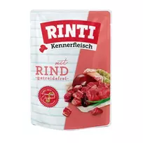 Šlapias šunų ėdalas RINTI Kennerfleisch Beef 400 g – vieno baltymo jautiena, pilnavertis suaugusiems šunims