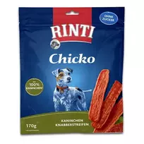 Šunų skanėstai RINTI Chicko Rabbit 170 g – hipoalerginiai triušienos skonio dresūros skanėstai, baltymų 53%, riebalų 8%