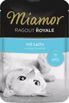 Šlapias kačių ėdalas Miamor Ragout Royale drebučiuose su lašiša 100 g – suaugusioms katėms