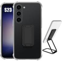 Coque pour Samsung Galaxy S23 Silicone Transparent Antichoc Coins Renforcés avec Support Noir Pliable